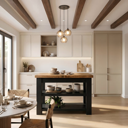 ROWAN Black Kitchen Island / Breakfast Bar / Rustic Black Painted Island