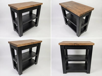 ROWAN Black Kitchen Island / Breakfast Bar / Rustic Black Painted Island