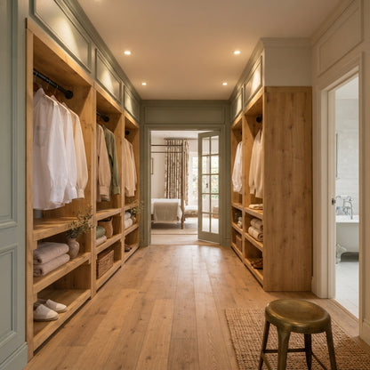 WINSLOW Light Oak Colour Solid Wood Wardrobe – Open Wardrobe, Rustic Scandinavian Design