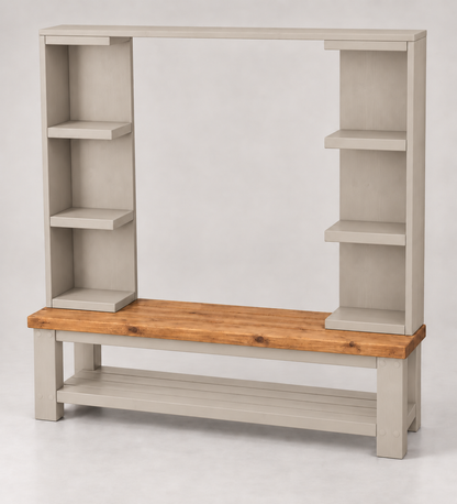 Wrenford Cashmere Media Wall Unit with TV Stand & Shelving Solid Wood