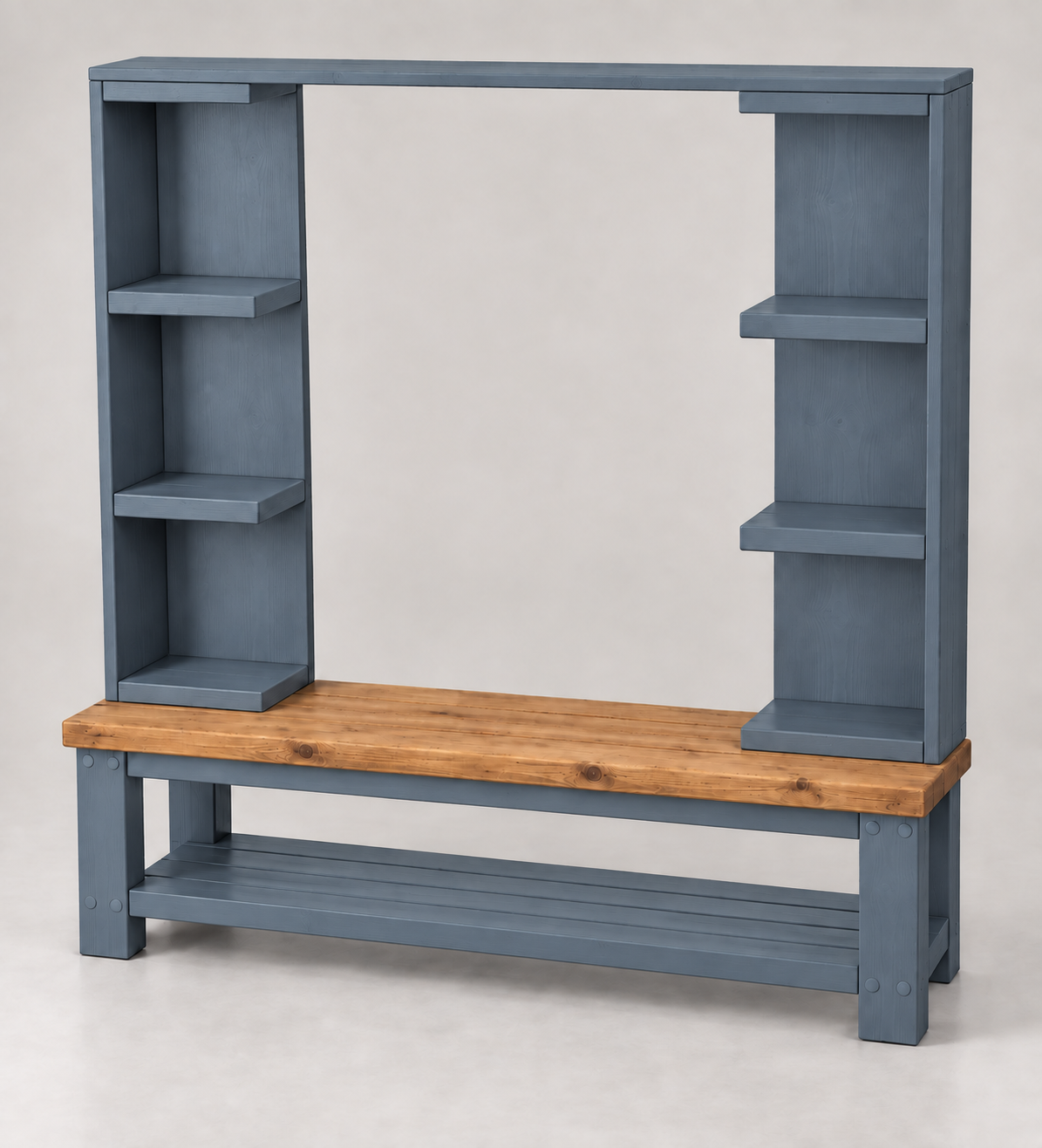 Wrenford Blue Media Wall Unit with TV Stand & Shelving Solid Wood