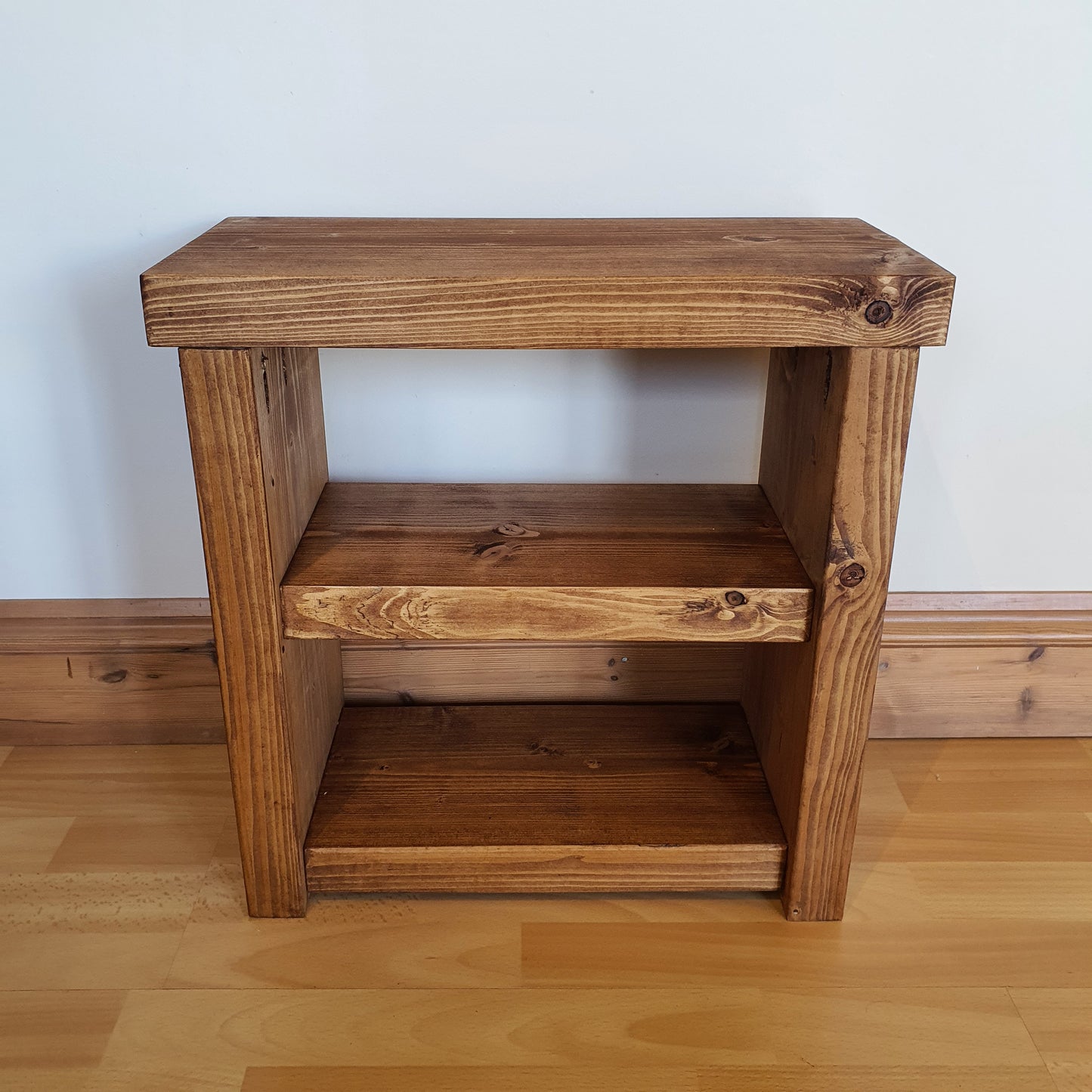 Solid Wood Rustic Coffee Table with Shelf image 1