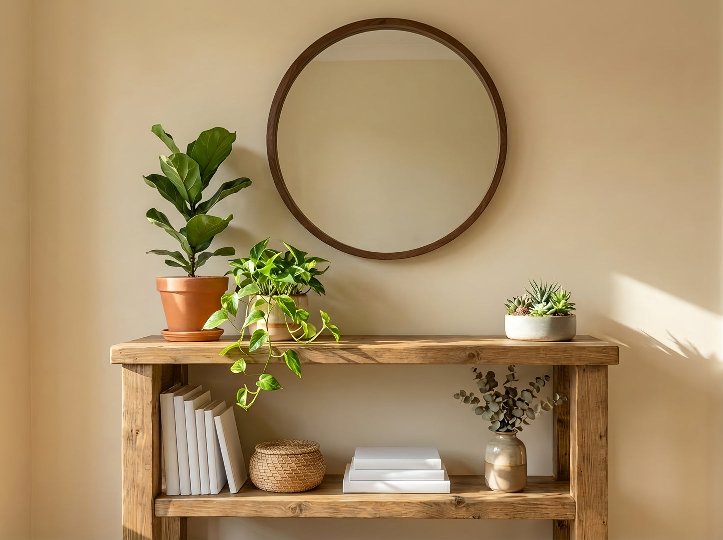 BRAMLEY Console Table / Side Table With Shelf Solid Wood