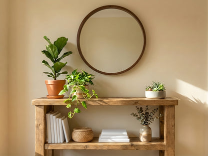 BRAMLEY Console Table / Side Table With Shelf Solid Wood