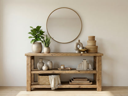 BRAMLEY Console Table / Side Table With Shelf Solid Wood