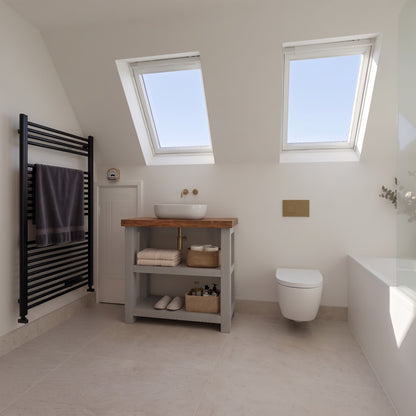 BRAMLEY Medium Grey Solid Wood Bathroom Vanity With Shelf