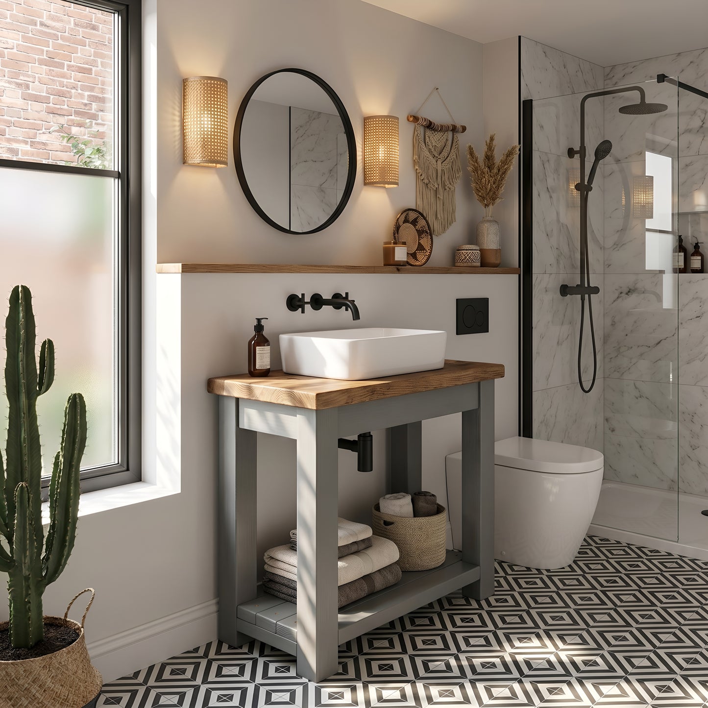 BREVIN Bathroom Vanity / Wash Basin / Grey Painted Bathroom Unit