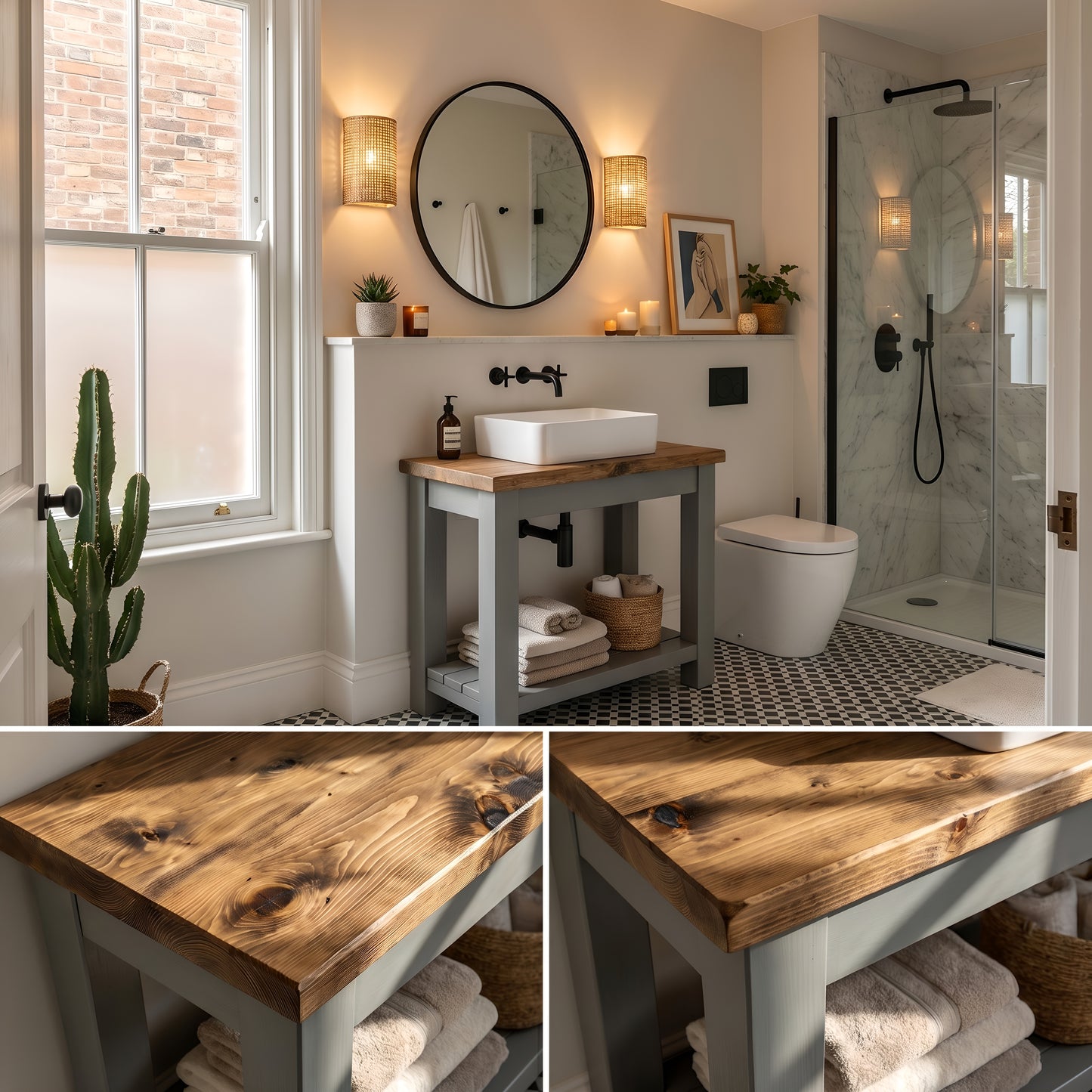 BREVIN Bathroom Vanity / Wash Basin / Grey Painted Bathroom Unit