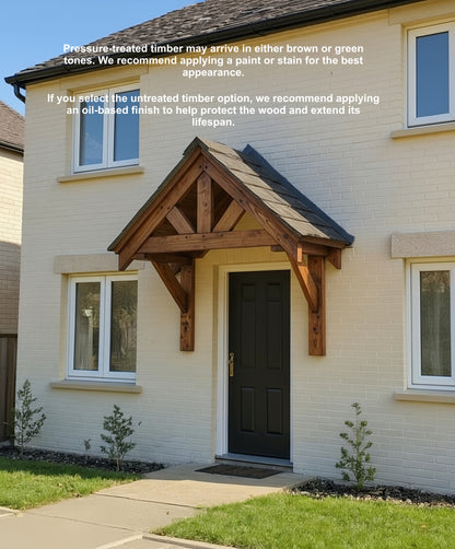 Solid Pine Wood Door Canopy Porch Kit – Outdoor Timber Entrance Cover