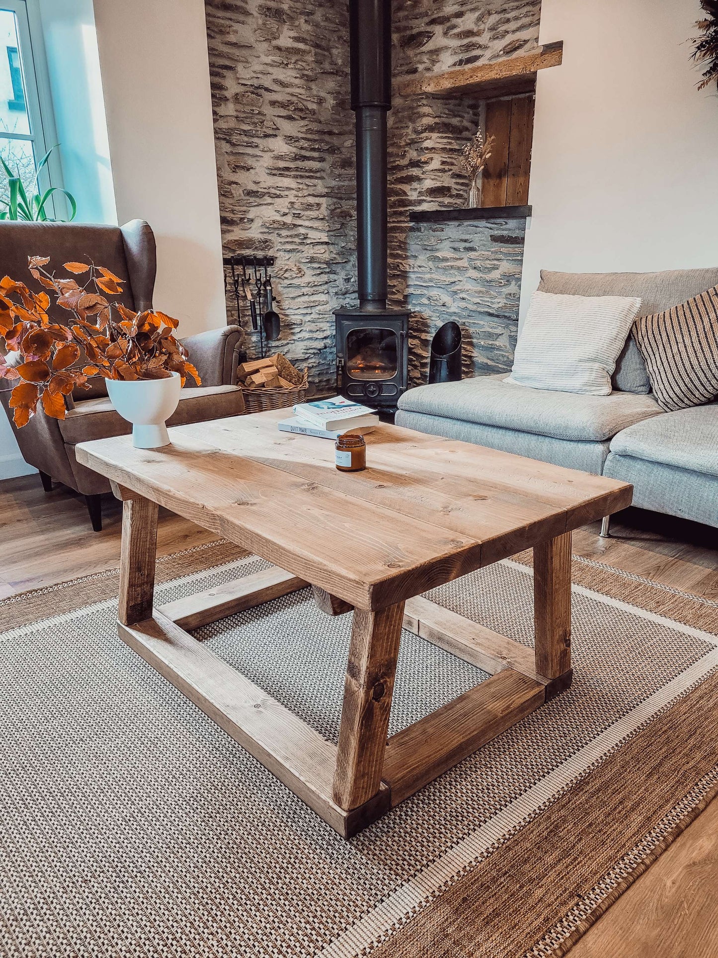 COAV Rustic Wooden Coffee Table image 7