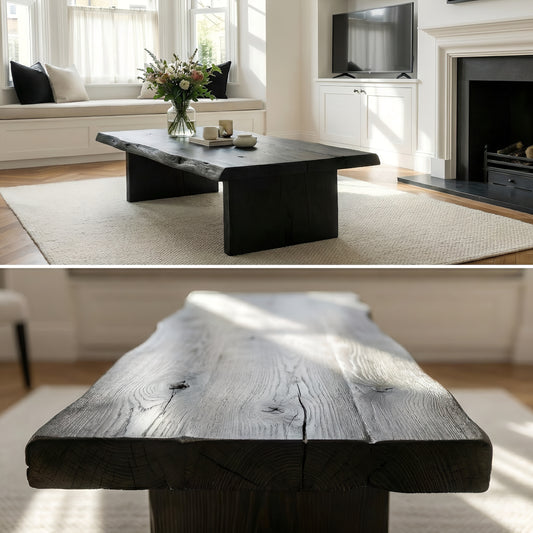 LINA Black Chunky Live / Waney Edge Coffee Table Ebony Colour
