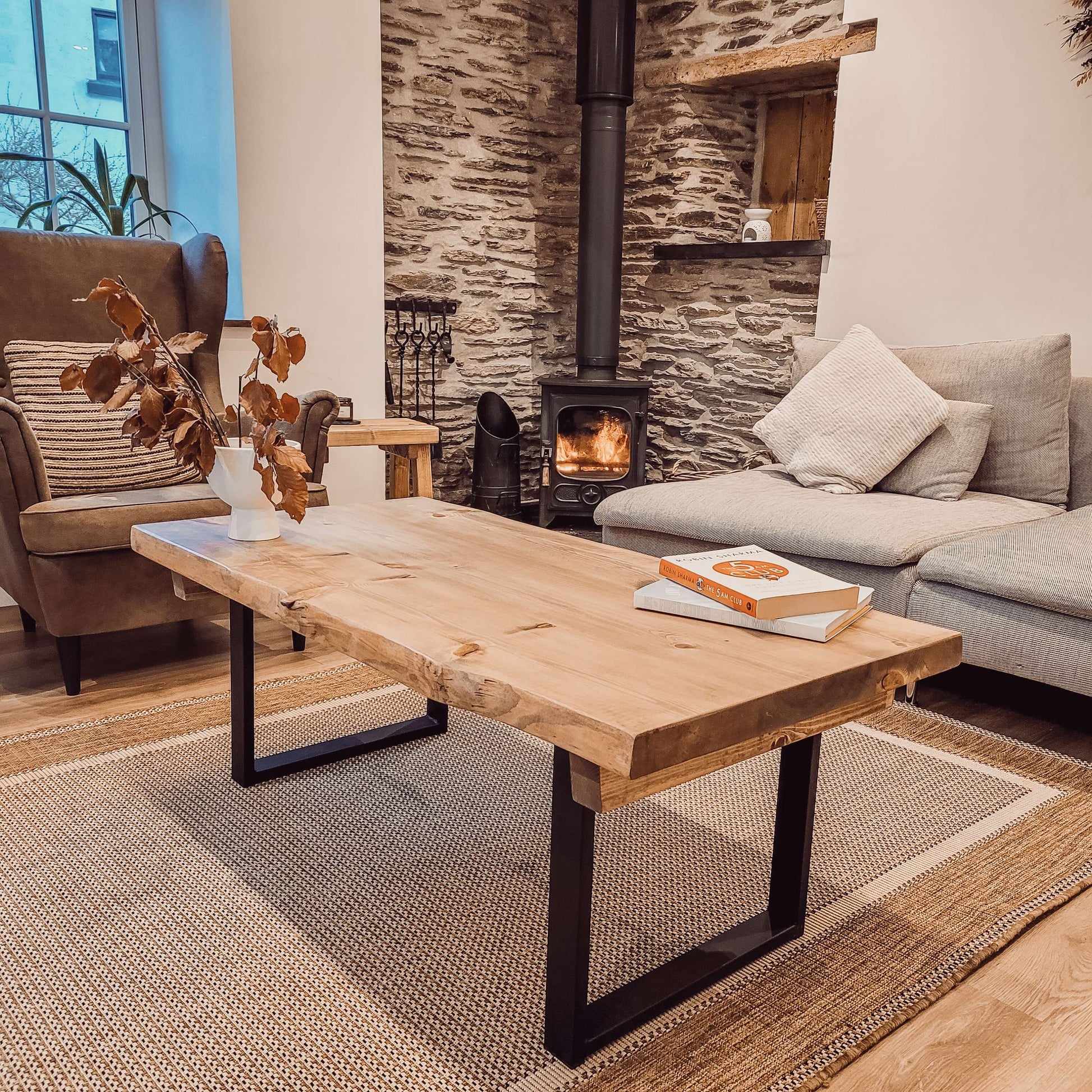 ALVA Live / Waney Edge Coffee Table With Metal Square Legs image 0