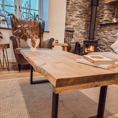 ALVA Live / Waney Edge Coffee Table With Metal Square Legs image 3