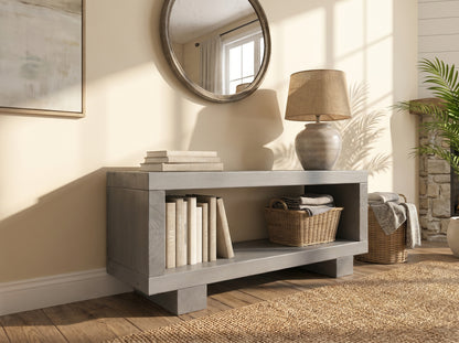 TORIE Grey Solid Wood Chunky TV Unit
