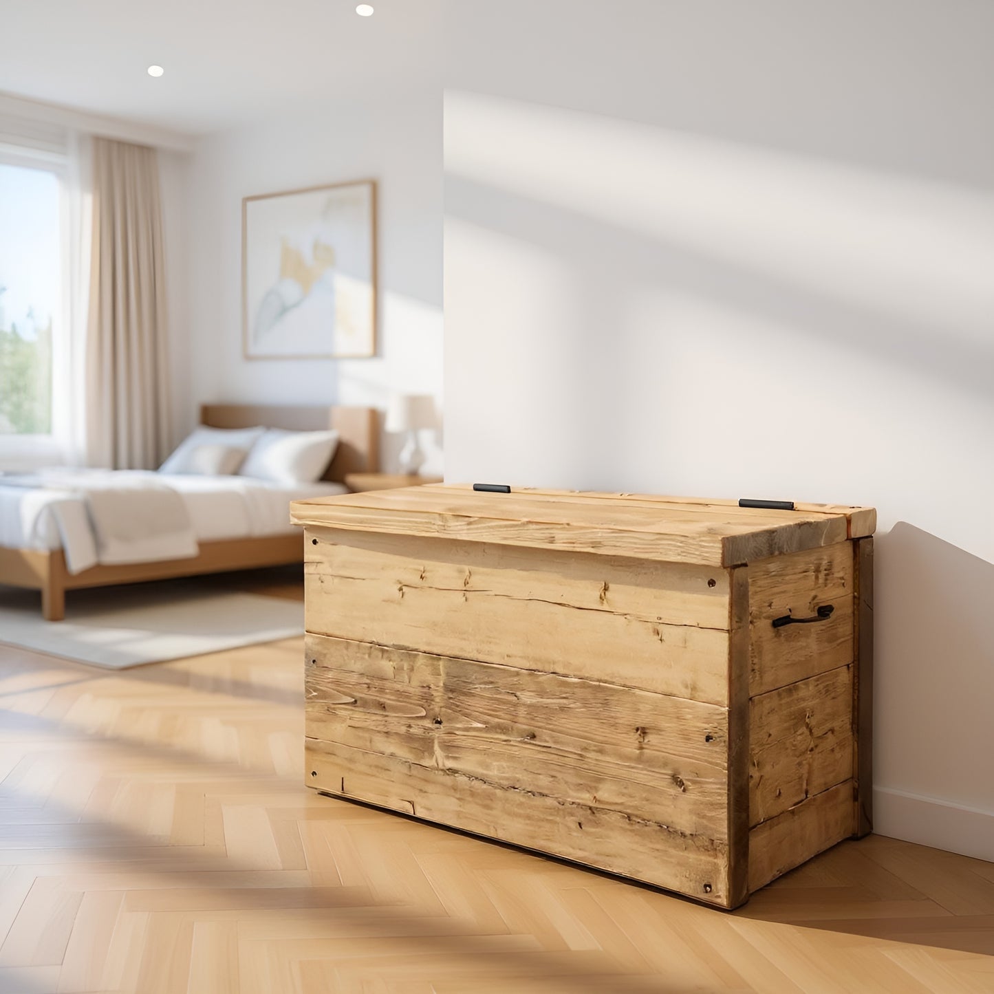 Chest Wooden Rustic Storage Box With Lid