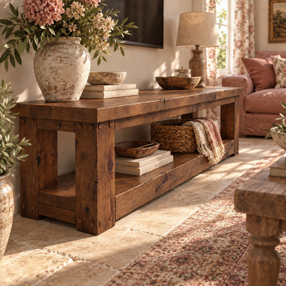 POLO Walnut Colour TV Unit Solid Wood Console Table