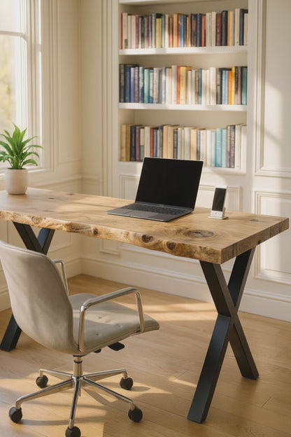 Study Desk / Table With X Cross Metal Legs