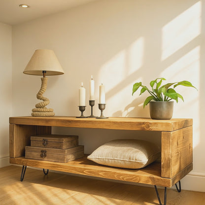 Solid Wood Chunky TV Unit With 7 inch Metal Legs
