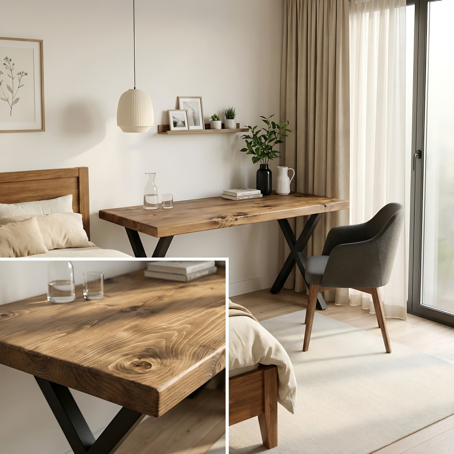 Study Desk / Table With X Cross Metal Legs