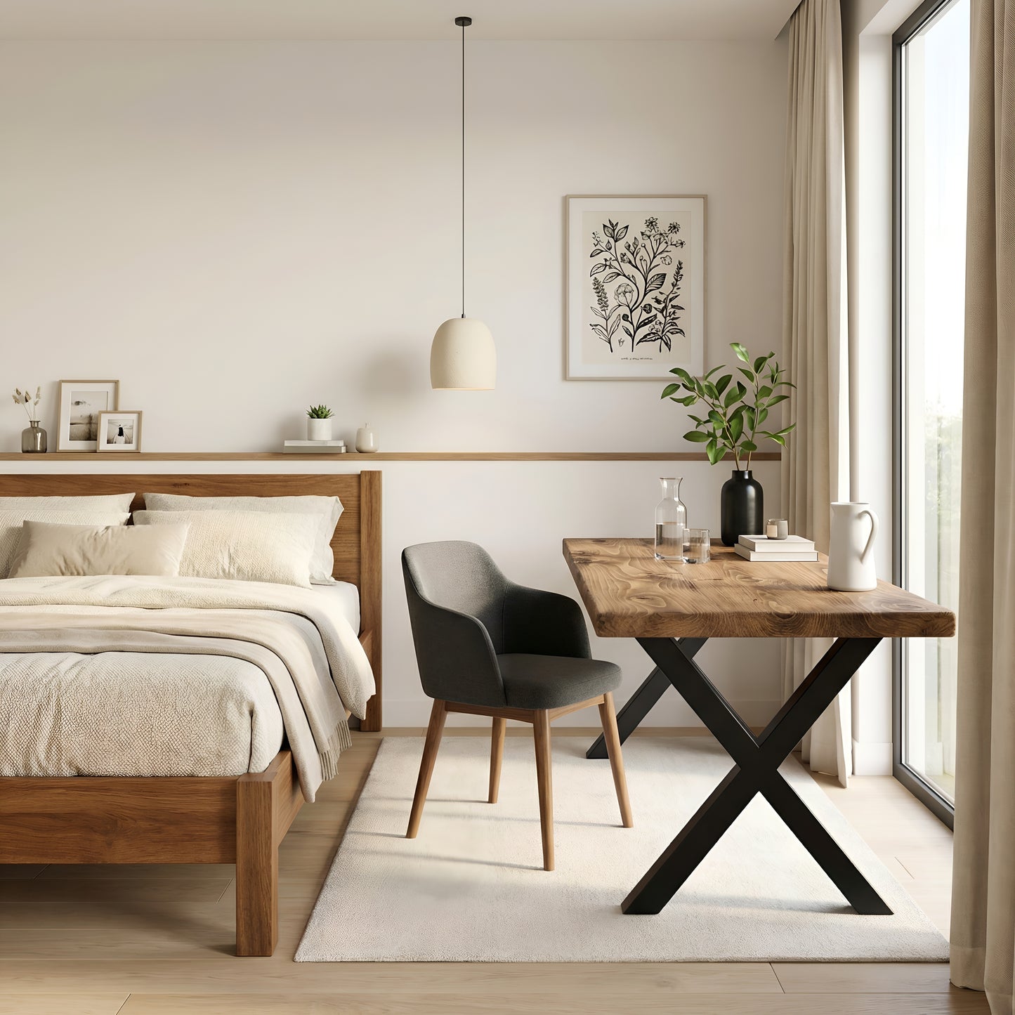 Study Desk / Table With X Cross Metal Legs