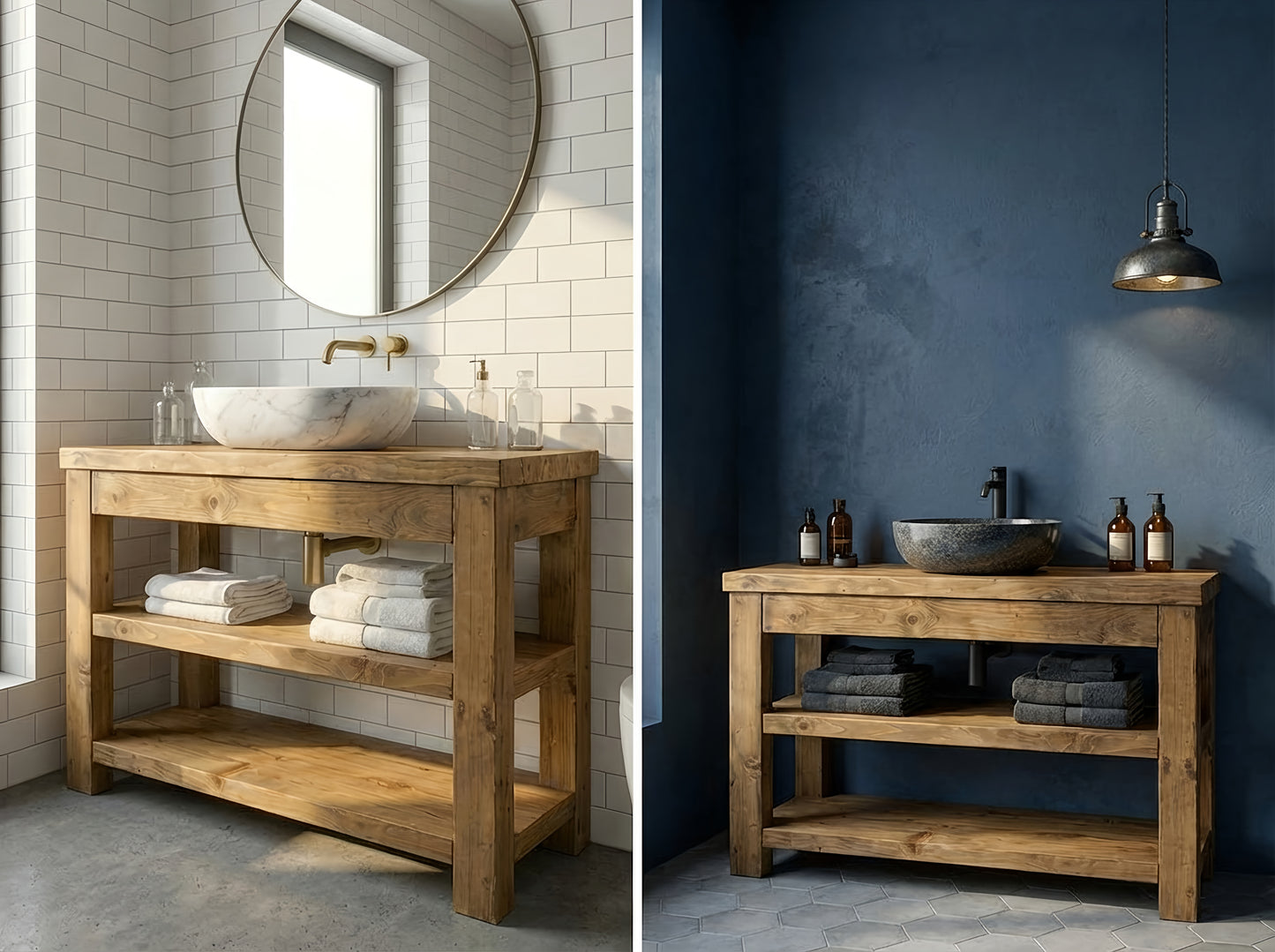 TERO Solid Wood Bathroom Vanity With Shelf