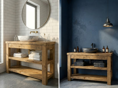 TERO Solid Wood Bathroom Vanity With Shelf