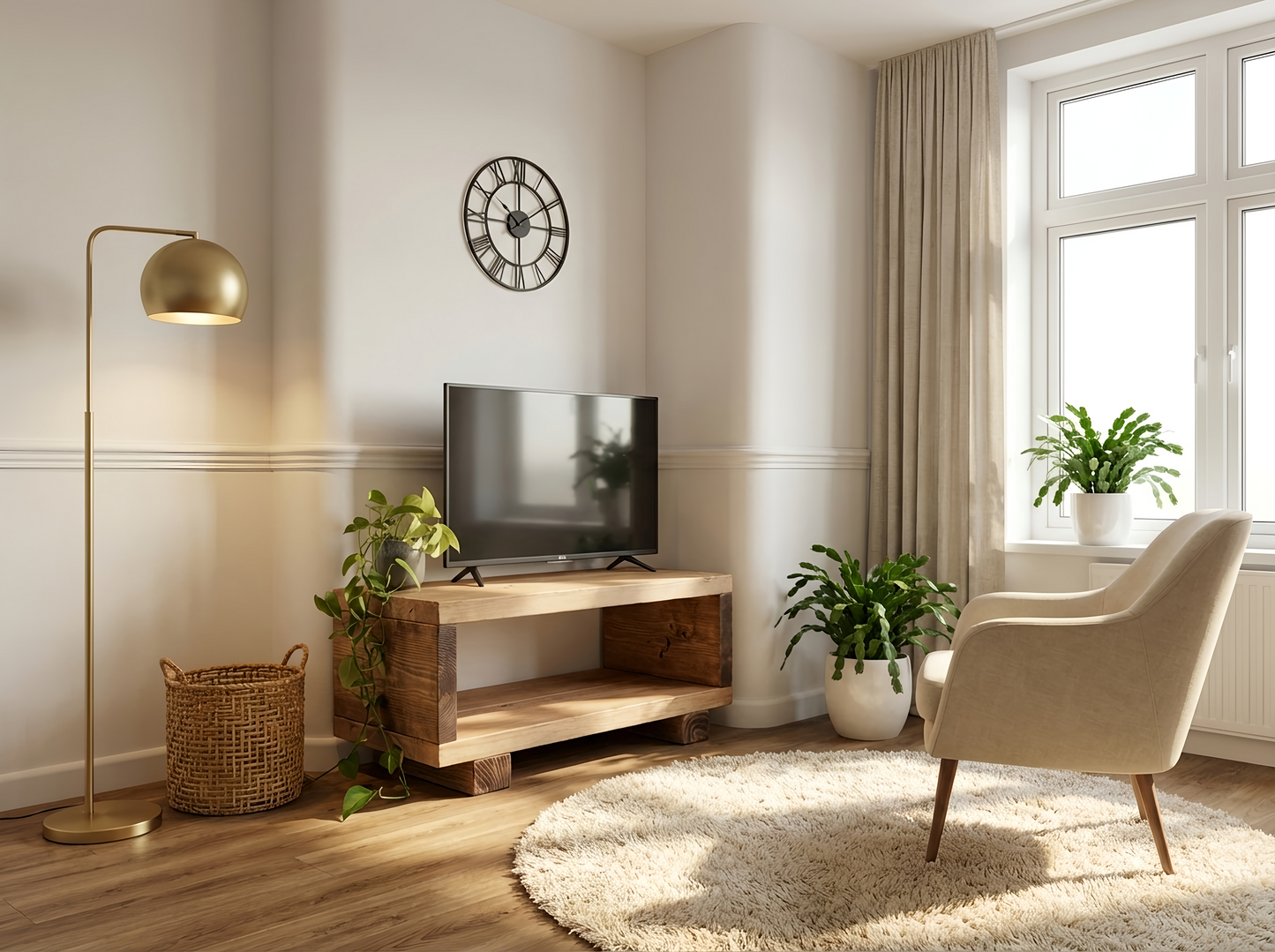 TORIE Solid Wood Chunky TV Unit