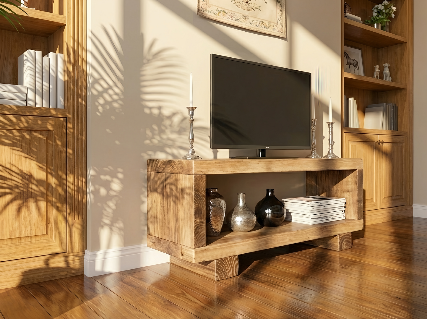 TORIE Solid Wood Chunky TV Unit