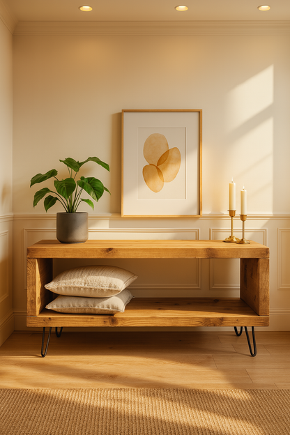 Solid Wood Chunky TV Unit With 7 inch Metal Legs