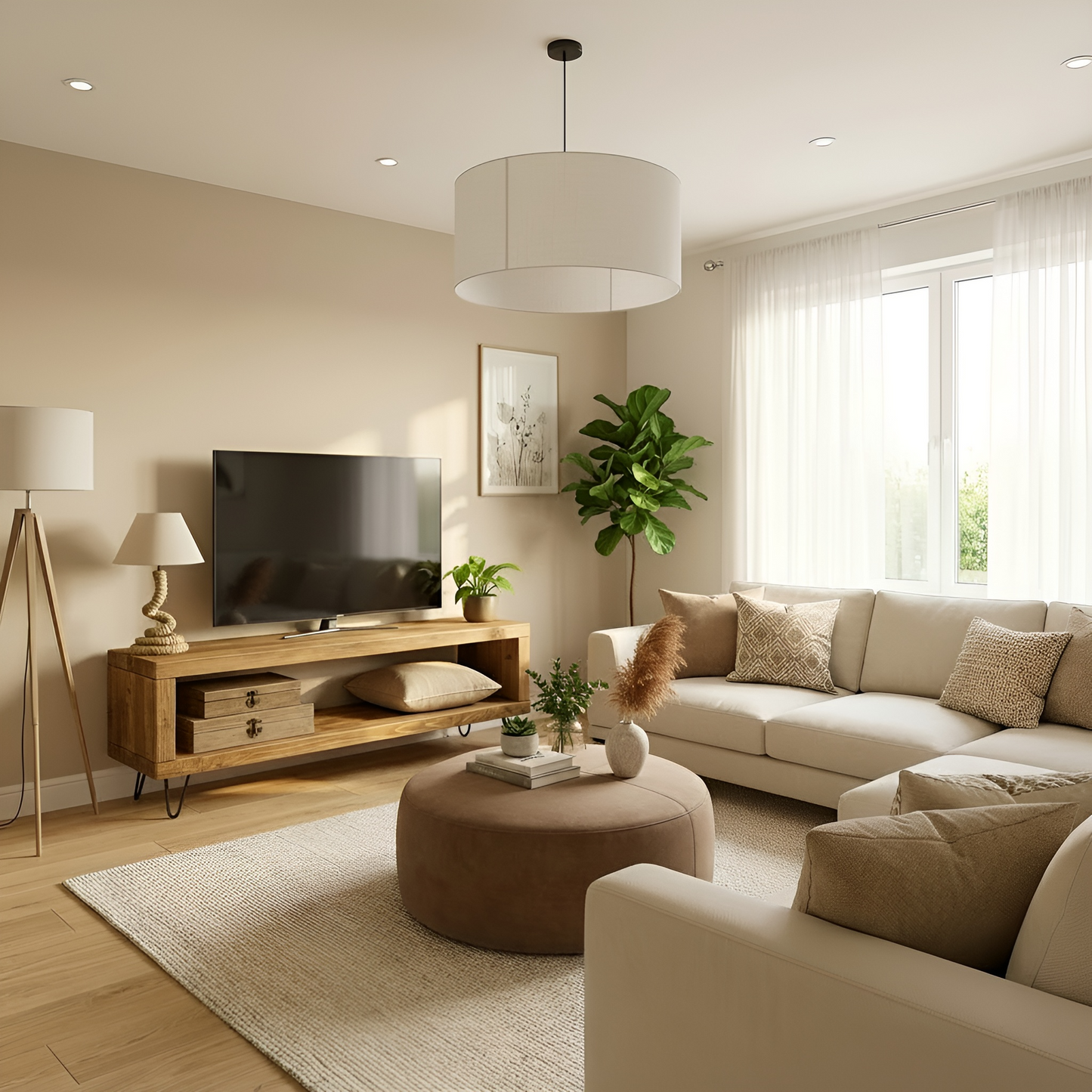 Solid Wood Chunky TV Unit With 7 inch Metal Legs